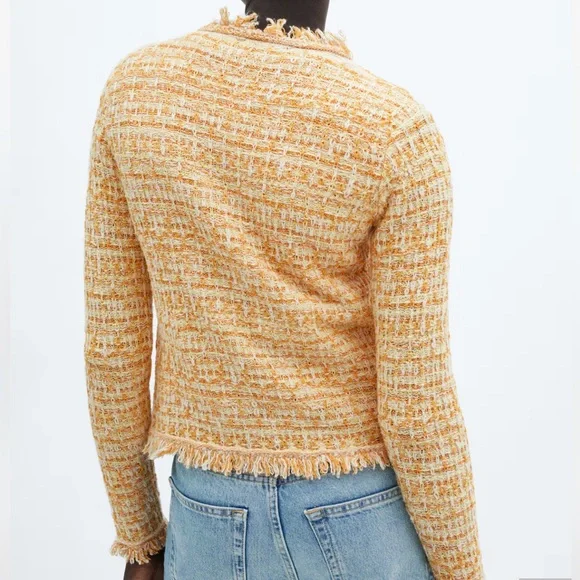 Mango Yellow Tweed Top and Cardigan Set - Picture 3 of 6